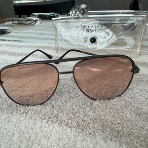 Quay Australia x Desi Perkins High Key Rose Gold & Gunmetal Aviator Sunglasses.